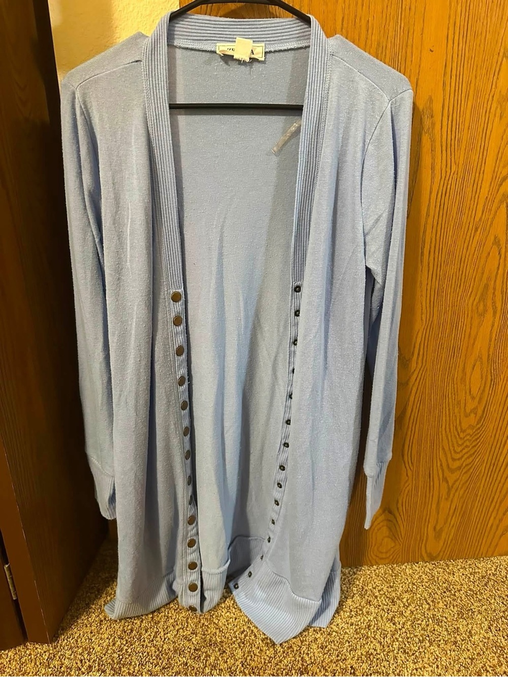 Zenana Outfitters Light Blue Long Open Cardigan